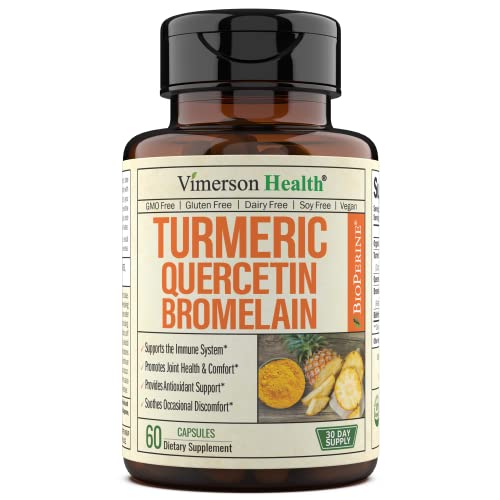Turmeric Curcumin Quercetin With Bromelain & Black Pepper - Immune Support & Joint Support Supplement With Bioperine & Organic Tumeric For Antioxidant Inflammation Relief. 60 Vegan Capsules For Adults #TOP27