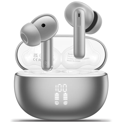 Aoslen Auriculares Inalámbricos Bluetooth 5.3, Cascos Inalambricos Bluetooth HiFi Estéreo Pantalla LED, 42H Auriculares in Ear Control Táctil y Incorporado ENC Cancelación de Ruido IPX7 Impermeables