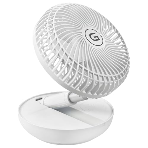 GUTFELS Ventilador Inalámbrico Sobremesa, 4 Niveles de Potencia, Bateria 10000 mAh, 3 Aspas, Ventilación Uniforme o Pulsante, Rejilla de Tipo Abeja, Funcionamiento Táctil, Medidas 23x12,5x23 Cm.
