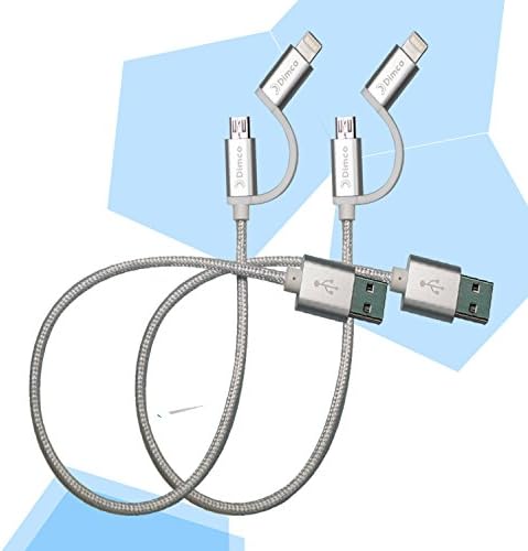 Dimco Short Fast 2-in-1 USB Charging Cable - Compatible with Lightning and Micro USB Cable Works with iPhone Android…