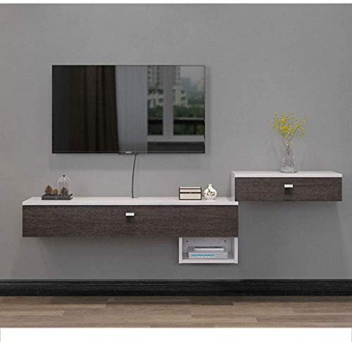 ウォールキャビネット テレビ台 フローティングシェルフ 壁掛け式フローティングテレビ棚テレビコンソールメディアエンターテイメント収納棚テレビスタンドテレビキャビネットゲームコンソールベッドサイド化粧台化粧台 ,Gray+white,TV cabinet+table