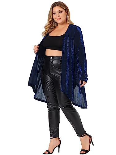 Image of Agnes Orinda Plus Size Women Cardigan Open Front Long Sleeve Irregular Hem Lightweight Long Cardigans