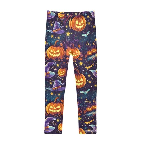 Pumpkin Magic Hat Girls Leggings Soft Stretch Workout Yoga Dance Pants for Kids Casual Tights