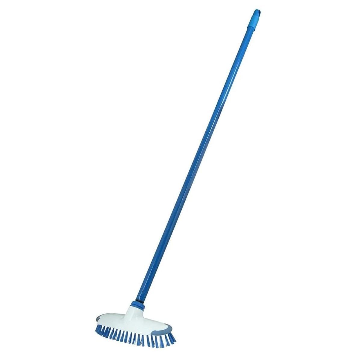 Superio Deck Scrub Brush with Long Handle (54 Inches) Heavy Duty Stiff Bristles Grout Scrubber with Scraper - Cleans Hot Tub, Swimming Pool, Granite Tiles, Bathroom, Patio, Kitchen, Wall and Deck