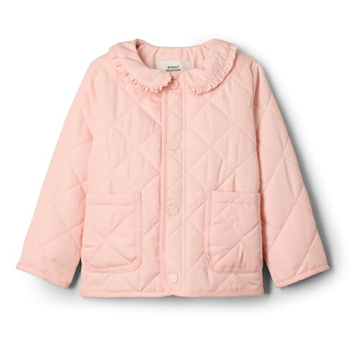 Image of Amazon Essentials x Sofia Grainge Toddler and Baby Girls' Midweight Quilted Field Jacket with Ruffle