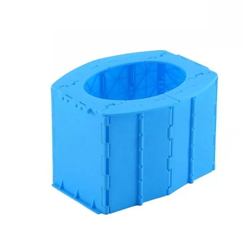 Outdoor Travel Folding Toilet Portable Mobile Seat Camping Hiking (Blue Toilet with 10 Trash Bag, 350g)