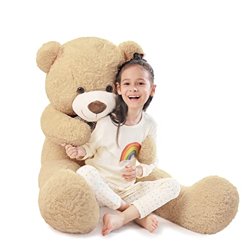 Poutmac 47 Inch Giant Teddy Bear Stuffed Animal Brown Big Plush Teddy Bear Valentine's Gift For Girlfriend Soft Stuffed Bear Animals For Christmas,Birthday,Mother's Day #TOP4
