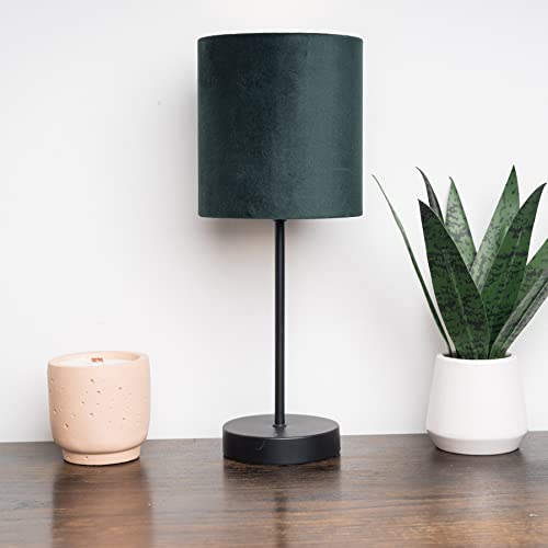 Hove Metal Table Lamp with Velvet Green Shade