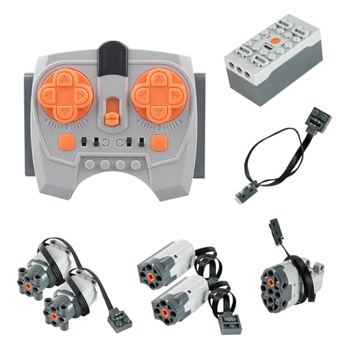8-Piece Power Motor Building Set 2.4G Remote Control Rechargeable Battery Box Extension Cable Servo M L High Torque Motors Building Blocks Compatible STEM Technical Motorised Kit DIY MOC