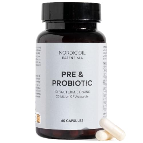 Probiotika für darmsanierung | 60 veganes kapseln mit 10 Bakterienstämmen + Vitamin C | 25 Milliarden KBE/Kapseln | Hochdosiert inkl. lactobacillus & bifidobacteria | Glutenfrei & vegan | Nordic Oil