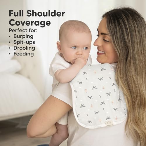 KeaBabies 5-Pack Muslin Burp Cloths Baby Boy, Girl - Very Absorbent Baby Burp Cloth Rags, 8-Layers Cotton Muslin Towel, Super Soft Spit Up Rags, No Shrink Washcloths3