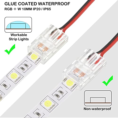 Rgb Led Light Strip Connectors 20 Waterproof Led Adapter Connectors Transparent Solderless Led Light Strip Connectors For Strip Light Unwired Gapless Track Lighting Connector 5V 12V 24V (2 Pin, 8 Mm) #TOP3