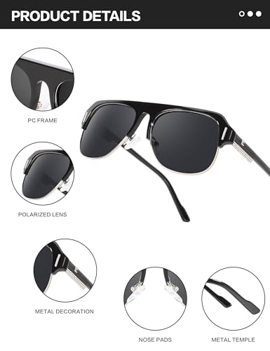 Image of BIRCEN Mens Acetate Polarized Sunglasses: Retro Square Sun Glasses UV400 Protection Anti-Glare Shades for Driving Travel