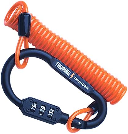 Motorcycle Helmet Lock - High Security Pin Combination Carabiner Lock for Motorbike - Bright Theft Deterrent Cable - Tough Enough to Secure Virtually Anything