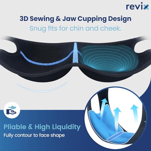 Image of REVIX Wisdom Teeth Ice Pack Head Wrap with 3D Sewing Jaw Ice Pack for Face Oral Surgery Pain Relief for TMJ, Tooth Extraction & Teeth Removed, Extra Snug Fit with 4 Hot Cold Gel Packs Reusable, Black
