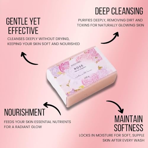 Image of Rose Soap | Pure & Gentle Bathing Bar for Glowing Skin | Nourishing & Aromatic Soaps for Men & Women | Natural Cleansing Bar For Moisturising | Soap for All Skin Types | Pack Of 6