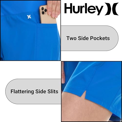 Image of Hurley 5 inch /7 inch High Waisted Swim Shorts Women, Board Shorts with Pockets & Inner Liner, Quick Dry Swim Trunk, UPF 50+