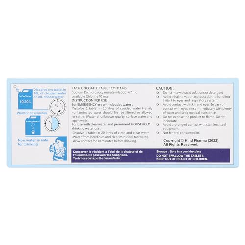 مراجعة Ef-Chlor: أقراص تنقية المياه 67 mg (100 قرص) تطهر 10 لترات — مثالي للسفر والتخييم والطوارئ والاستخدام اليومي - الصورة 6