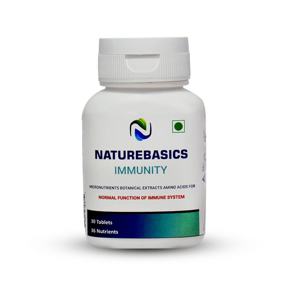 Naturebasics Immunity Care - Immunity Booster Supplement with Plant-Based Formula Helps Immunity, Daily Wellness, Stress & Anxiety Relief | Radiant Vitality (30 Veg Tablets)