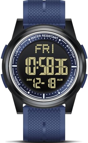 WIFORT Reloj digital para hombre y mujer, 5 ATM, resistente al agua, reloj deportivo con alarma, cronómetro, cuenta regresiva, zona horaria dual, ultradelgado, pantalla panorámica, reloj digital para WIFORT Reloj digital para hombre y mujer, 5 ATM, resistente al agua, reloj deportivo con alarma, cronómetro, cuenta regresiva, zona horaria dual, ultradelgado, pantalla panorámica, reloj digital para