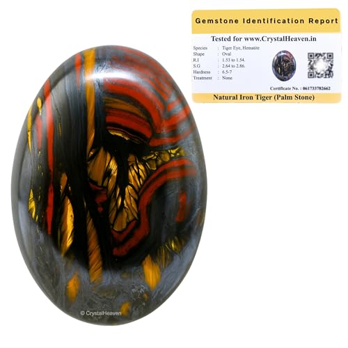 Image of Certified Iron Tiger Eye Crystal Palm Pebbles Stones for Anxiety Stress Relief Massage - AAA Grade Original Healing Gemstone Agate Palm Stone for Yoga Meditation Spiritual Reiki Feng Shui