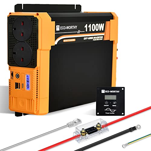 ECO-WORTHY 1100W Pure Sine Wave Inverter 12V DC to...