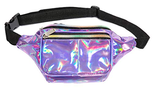 Holographic Neon Gold Transparent Star Diamonds Snowflakes Lip Prints Purple Gravel Multicolor Fanny Pack for Women… - Image 6