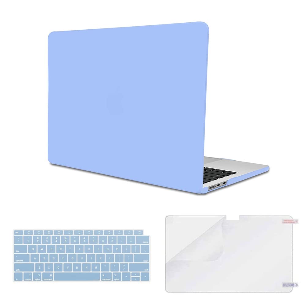 O Ozone Matte Case Compatible With MacBook Air 13.6 inch 2022 Release A2681 M2 Chip with Liquid Retina Display Touch ID, Plastic Hard Shell Case&Keyboard Cover&Screen Protector - Tranquility Blue