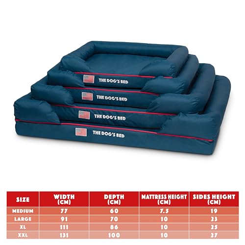 The Dog’s Bed – Orthopaedic Memory Foam Bolster Bed, Blue with Red Trim & USA Flag, XL - Image 4