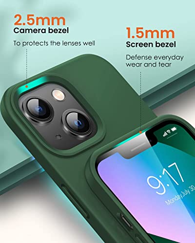Image of MIDOS Back Cover Compatable with iPhone 13 Liquid Silicone Case Full Protection Shock Proof Back Cover for iPhone 13 (Dark Green)
