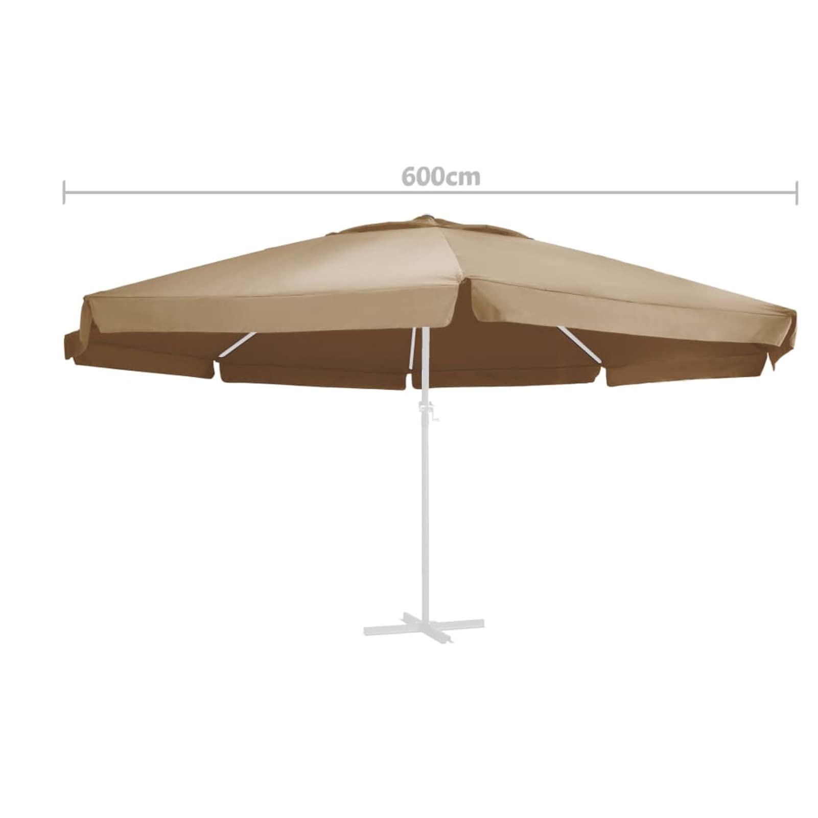 Homgoday Tela de Repuesto para sombrilla taupé 600 cm Sombrilla de Jardín,Protección UV Sombrilla Jardín Grande Orientable Jardín Parasol Balcón