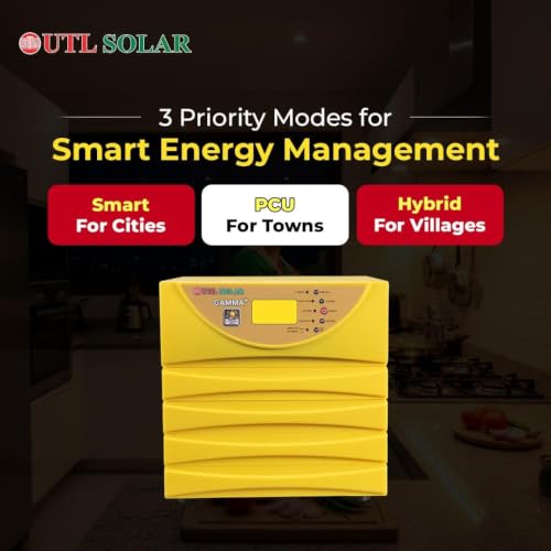 Image of UTL Gamma Plus 1650 rMPPT Solar Inverter | 1400VA /12V | Pure Sine Wave | Multi-Colour LCD Display | Supports Lithium & Lead-Acid Batteries | Home, Office & Shops | 3 Years Warranty
