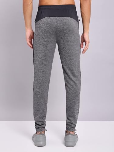 Image of TECHNOSPORT Men's Melange Slim Fit Techno Dry Trackpants Drawstring 2-Pocket Polyester Joggers for Gym Running Workout UPF50+ Anti Odour