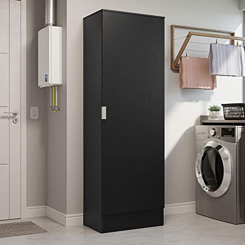 Image of Madesa Storage Cabinet Closet with 2 Doors and 5 Utility Shelves 60 Cm Wooden Organization Unit for Bedroom, Office, Laundry Room, Kitchen, and Garage - Black