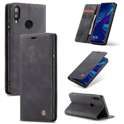 SLWYF Handyhülle für Huawei P smart 2019/nova Lite3 Hülle Premium Lederhülle Klappbar Flip Hülle Tasche Magnet Kartenfach Standfunktion Klapphülle Schutzhülle für Huawei P smart 2019, Schwarz