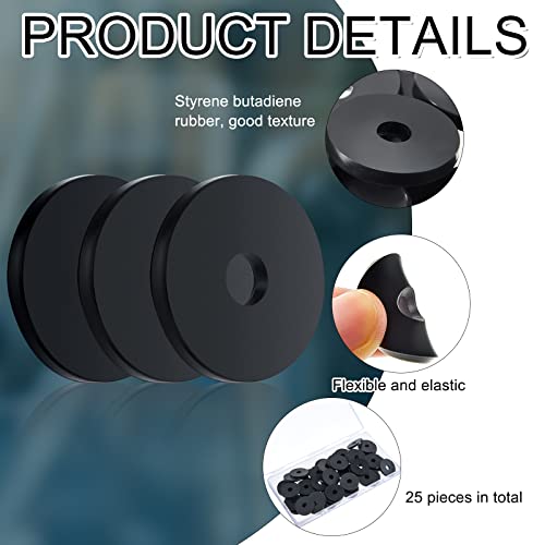 Rubber Washer Heavy Duty Abrasion Resistant Rubber, 1 Od X 1/4 Id X 1/8 Thickness Rubber Flat Washer Flat Rubber Grommets Black Rubber Washers For Bolts Spacers, Vibration Suppression (25) #TOP2