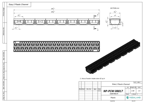 Vodaland - 4 Inch Trench Drain System With Grate - Gray - Easy 2 (3) #TOP5