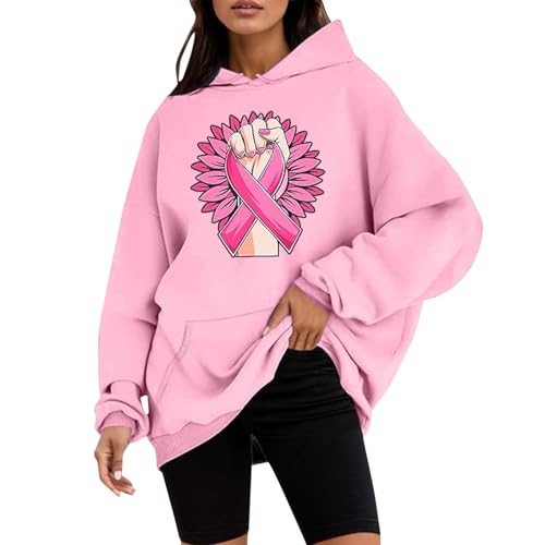 Sweat à capuche ruban rose fushia pour femmes unies contre le cancer du sein
