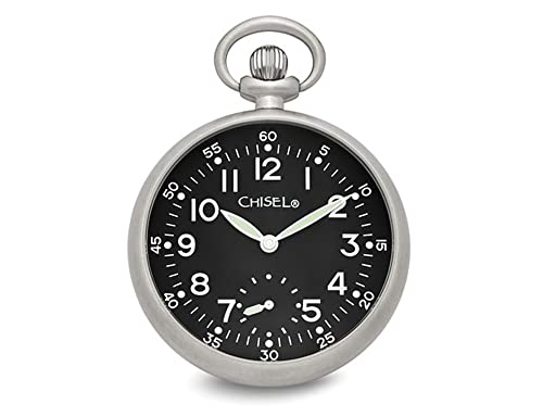 Gem And Harmony Chisel Stainless Steel Black Dial Pocket Watch (47mm)