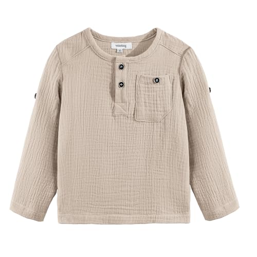 Chemise Henley garçon en coton lin idéale pour l'école et les fêtes