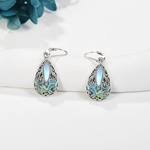 Dragonfly Filigree Earrings Sterling Silver Teardrop Abalone Shell Drop Dangle Earrings Filigree Leverback Earrings Jewelry3