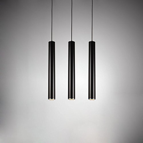 Preisvergleich Produktbild LED Pendellampe Led Pendelleuchte rund Hängeleuchte aus Aluminium Hängelampe schwarz warmaweiß für Cafe Hotel Esszimmer Küche warmaweiß 3stück
