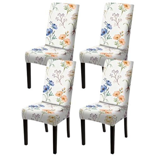 Image of Nuxovilar 4PCS Watercolor Floral Stretch Chair Covers 23.6x70in