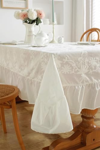 Nappe coton rectangulaire fleurs brodées pour vos repas conviviaux - 4