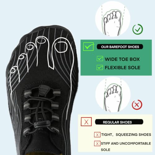Image of Hike Barefoot Shoes for Women Men with Wide Toe Box, Healthy & Non-Slip Breathable Barefoot Water Shoes Beach Pool Aqua Swim Surf Hiking Walking Shoes
