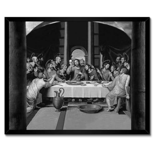 Poster La Cène sous cadre blanc 50x40 cm pour salon | H6676M