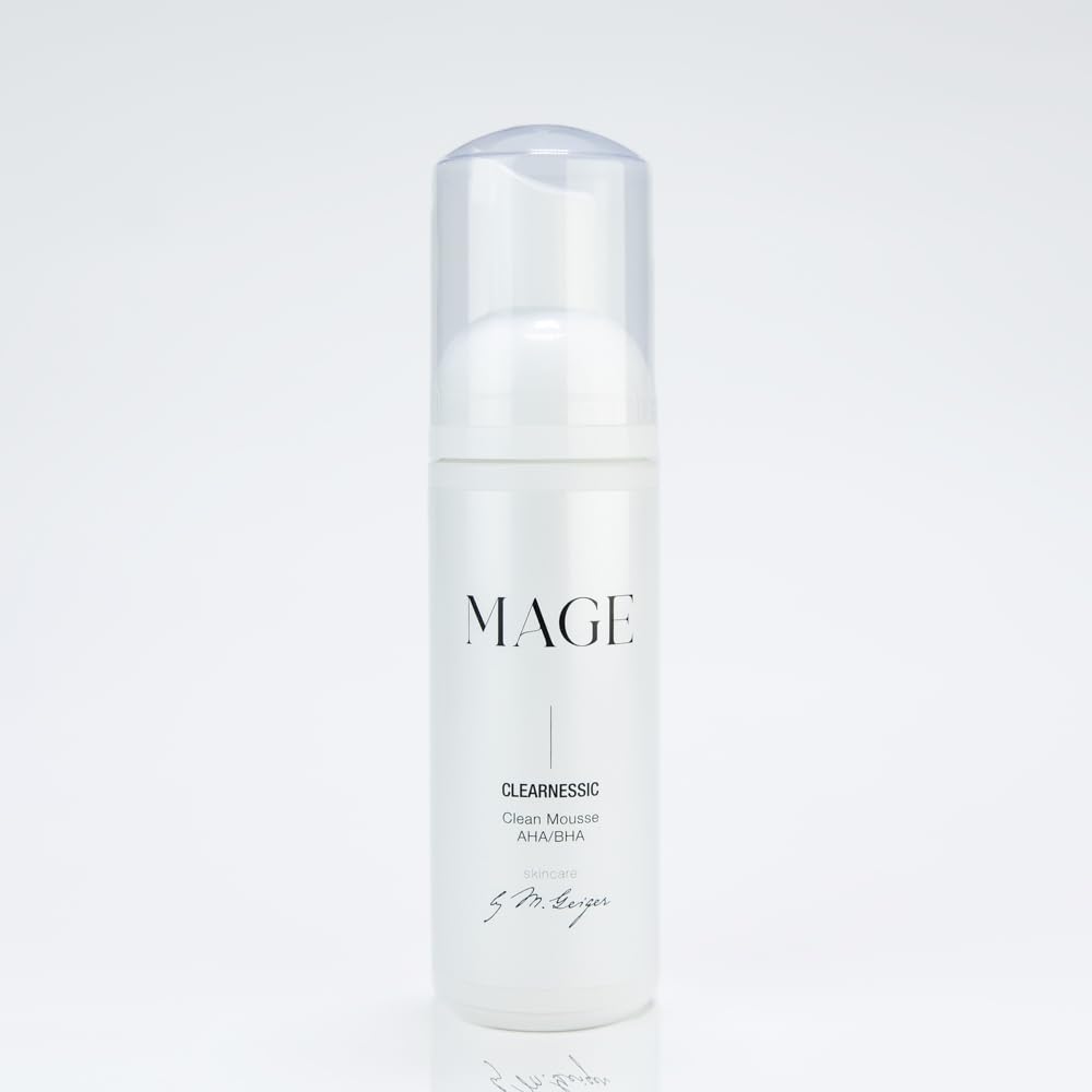 MAGE Clean Mousse AHA/BHA, schiuma detergente per la pulizia del viso per pelle pura e uniforme, pulizia del viso, per la rimozione di trucco e impurità della pelle, vegana, made in Germany