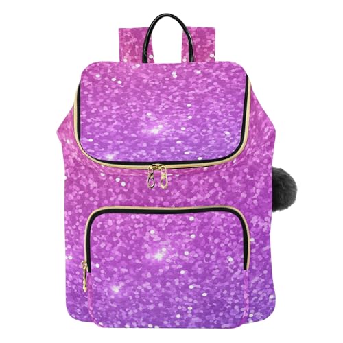 Mochila antirrobo morada con cremallera trasera oculta y acabado brillante para mujer