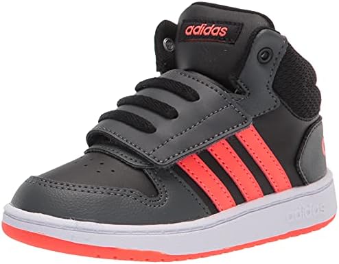 adidas Kids Hoops 2.0 Mid Basketball Shoe, Black/Solar Red/Grey, 5.5 US Unisex Toddler
