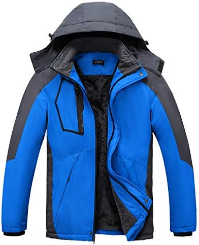 FTIMILDMen's Waterproof Ski Snow Jacket Warm Winter Fleece Coats Raincoats With Multi-Pockets